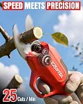 Cordless Electric Pruning Shears, SK5 Blade & 2000mAh Removable Battery Powered Pruning Shears with Hand Pruners for Gardening, Tree Branch & Orchard Trimming (Red)