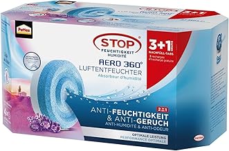 Pattex Aero 360° Dehumidifier Refill Tabs Lavender, Ultra Absorbent and Odour-Neutralising, for Aero 360° Dehumidifier, Reduce Condensation, Refill Pack (3 + 1 x 450 g)
