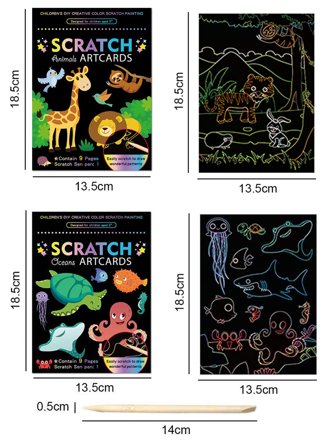 Georgie Porgy Zestaw obrazków do zdrapywania DIY zestawy rzemieślnicze dla dzieci, magiczny papier do zdrapywania, notatnik, Wielkanoc, Boże Narodzenie, prezent urodzinowy dla chłopców i dziewczynek