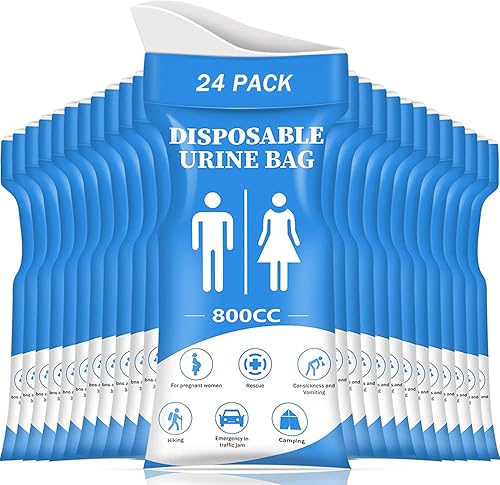 Vista 8 de DIBBATU Bolsa de orina desechable, 12/24 bolsas de orina para viajes para mujeres/hombres, bolsa de urinario portátil de emergencia de 27.1 fl oz