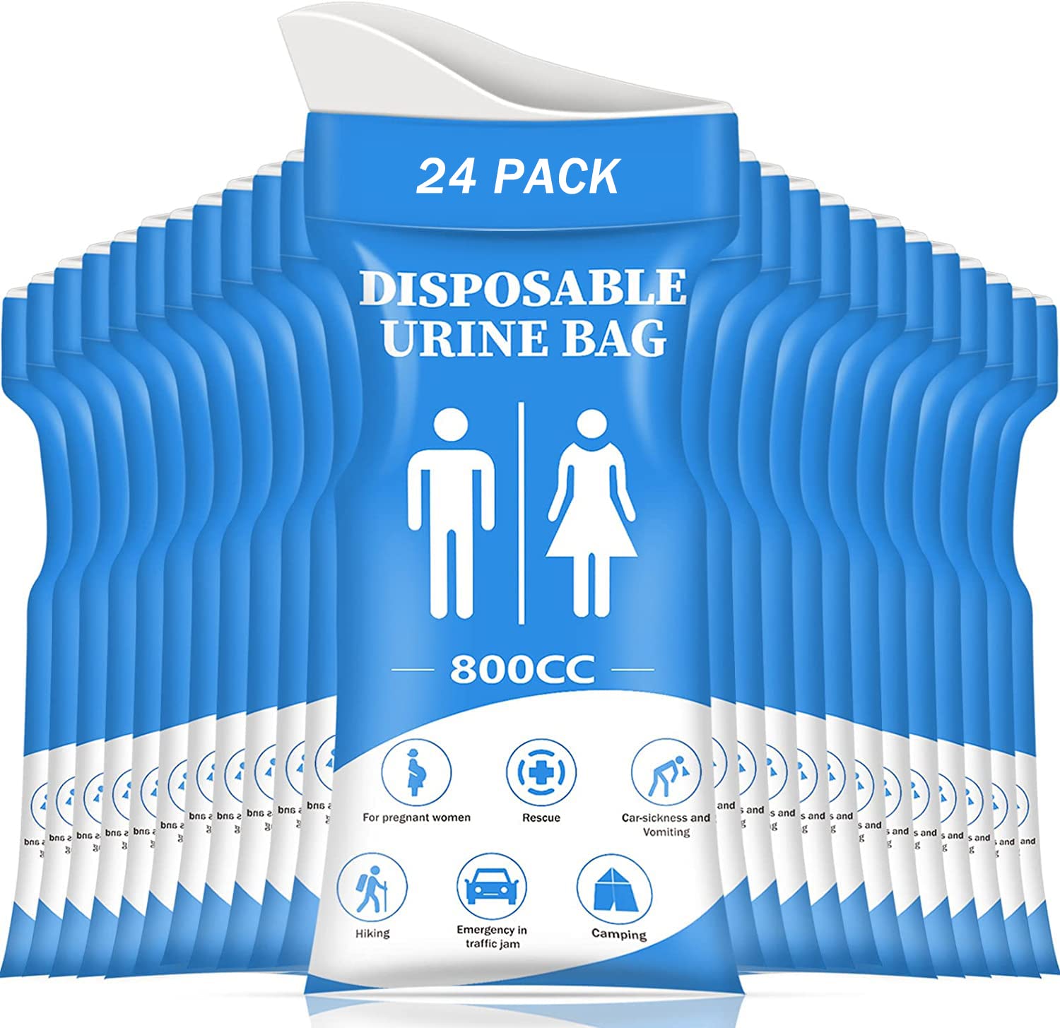 DIBBATU Disposable Urine Bag, 12/24 PCS Pee Bags for Travel for Women/Men, 800ML Emergency Portable Urinal Bag and Vomit Bags, Unisex Urinal Bag for Camping, Traffic Jams, Pregnant, Patient, KidsDIBBATU Disposable Urine Bag, 12/24 PCS Pee Bags…
