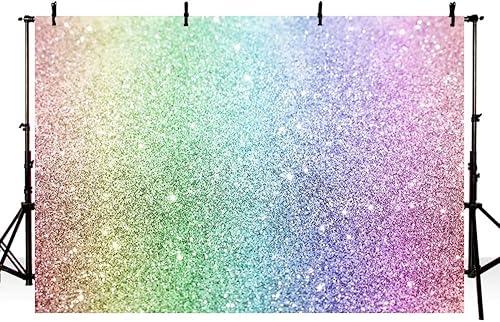 Miniatura 4 de SENDY Fondo de cumpleaños con purpurina arcoíris para niña feliz cumpleaños, princesa, unicornio colorido, fotografía de cumpleaños, retrato de