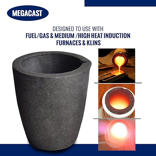 Miniatura 7 de # 4 17.6 lbs MegaCast, Crisoles de grafito de arcilla de fundición negro Torcha Horno Fundición de fusión Refinación Oro Plata Cobre Latón Aluminio