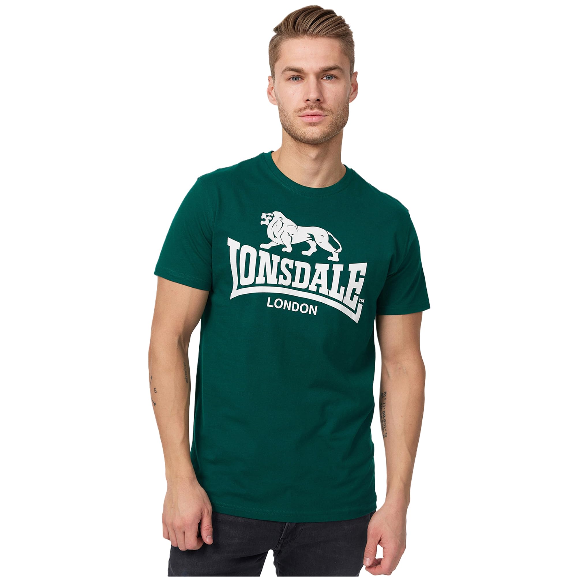 Lonsdale Herren-T-Shirt, Normale Passform mit Rundhalsausschnitt | Streetwear-T-Shirt, lässiges T-Shirt aus weicher, gekämmter Baumwolle, leichtes & bequemes T-Shirt für Sport & den Alltag