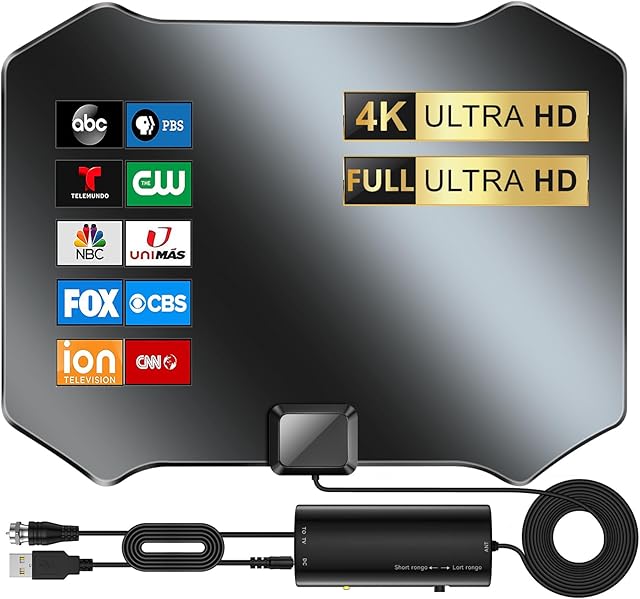 TV Antenna Indoor - Digital Antenna for TV Support 4K 1080p Indoor -TV Antenna Indoor for Smart TV and All Older TV's-Signal Booster 16FT HD Antenna TV Cable
