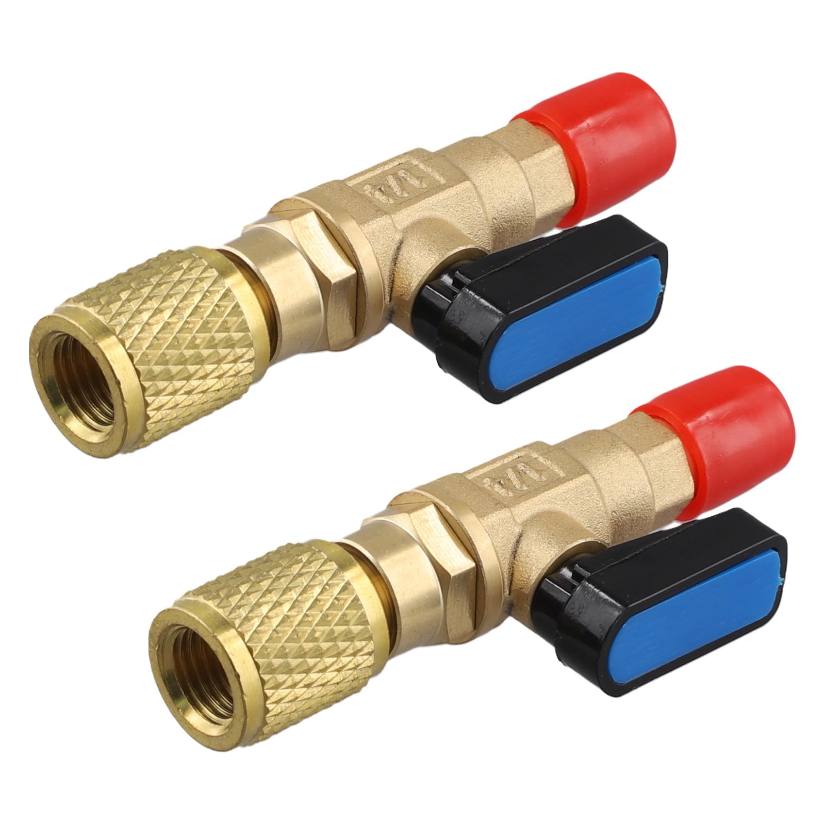 Littimoon 2PC Refrigerant Compact Ball Valve Adapter 1/4in SAE 5/16in SAE for R410A R134A R12 R22 AC HVAC for Hoses AC Refrigerant
