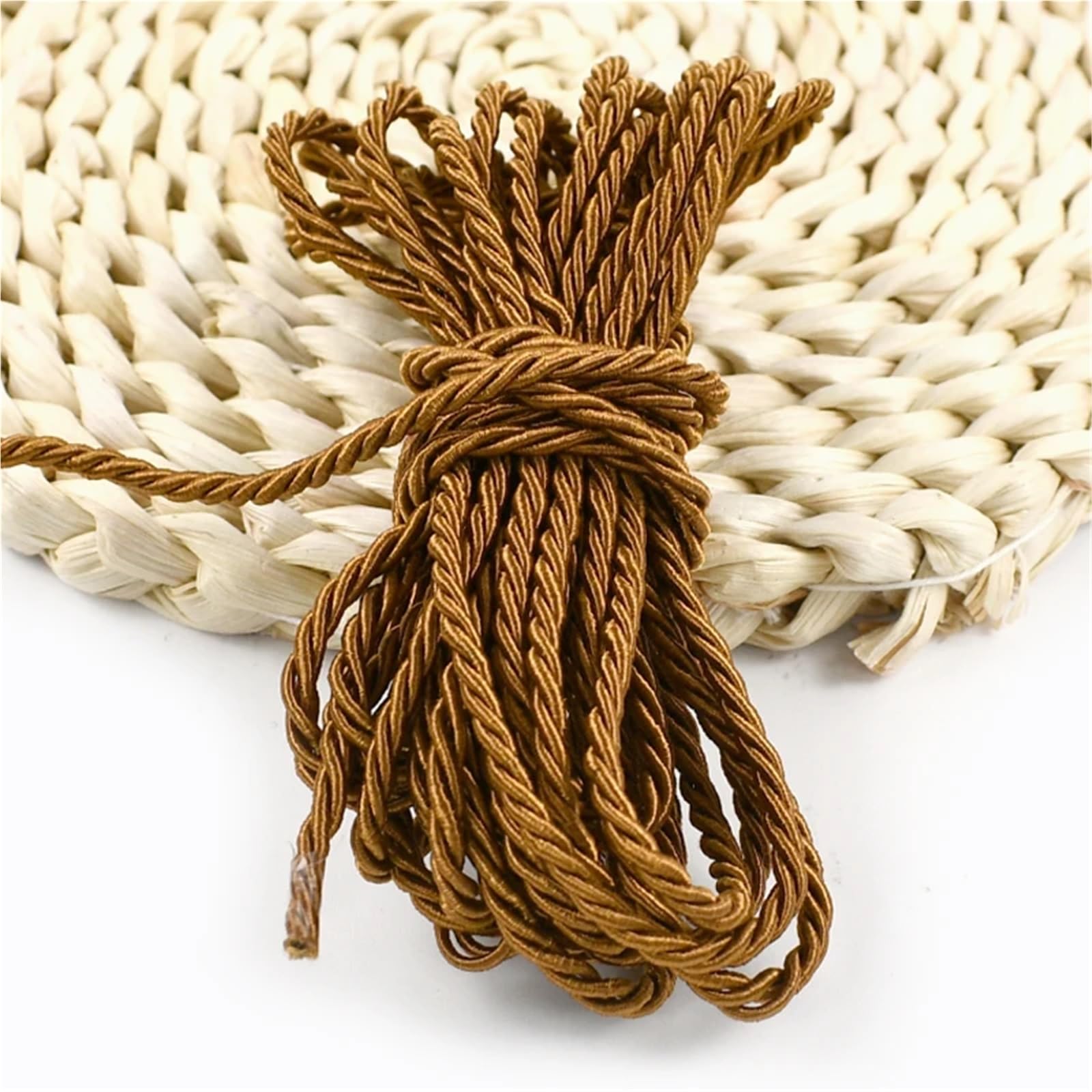 Polyester Rope 2Pcs 3 Shares Twisted Rope Polyester Braided Cords Garment Bag Strap Decor Ropes DIY Home Textile Sewing Accessories(RedCoffee)