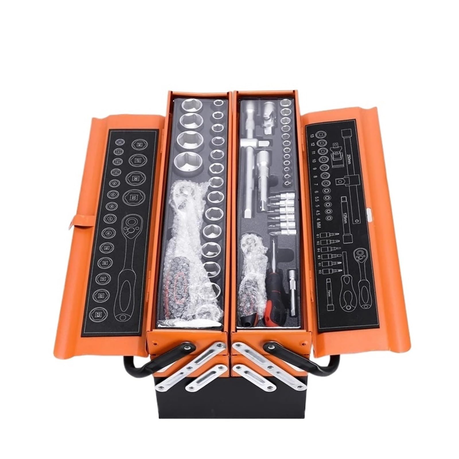 toolbox Metal Tool Box 3-Layer 5-Tray Portable Folding Tool Chest Organizer with Handle & Lock Hole Cantilever Toolbox diy tools