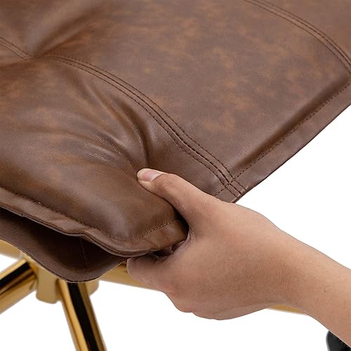 Miniatura 6 de Silla de escritorio de oficina sin brazos, silla de trabajo de piel sintética con ruedas giratorias de 360 grados, altura ajustable, función de