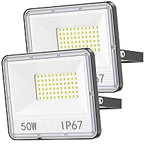YIQIBRO Faretto LED da Esterno 50W, 5000LM Luminoso Faro Faretti a LED da Esterno IP67 Impermeabile 7000K Luce Fredda Fari per Esterni Giardino, Capannone(2 Pezzi)