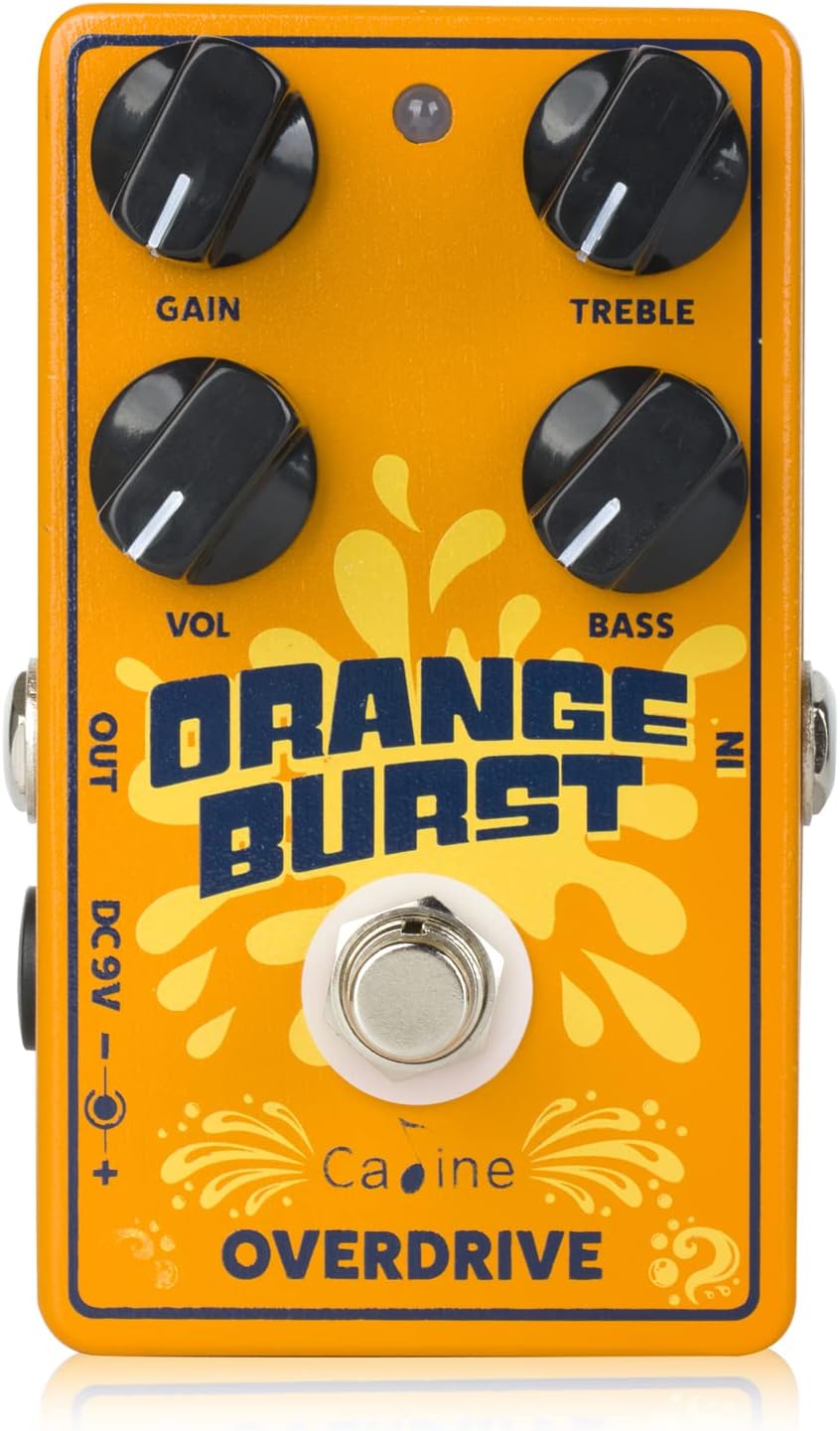 Caline CP-516 Orange Burst Overdrive Guitar Effect Pedal True Bypass Design White Knobs