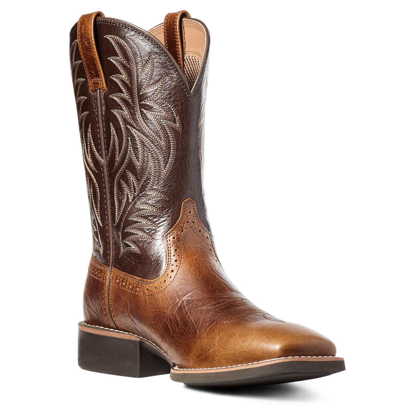 Stivali da Cowboy da Uomo, Classici Stivali Western da Uomo Ricamati, Stivali Slip-On con Punta Quadrata, Stivaletti Country con Tacco Spesso, Stivaletti Corti Resistenti