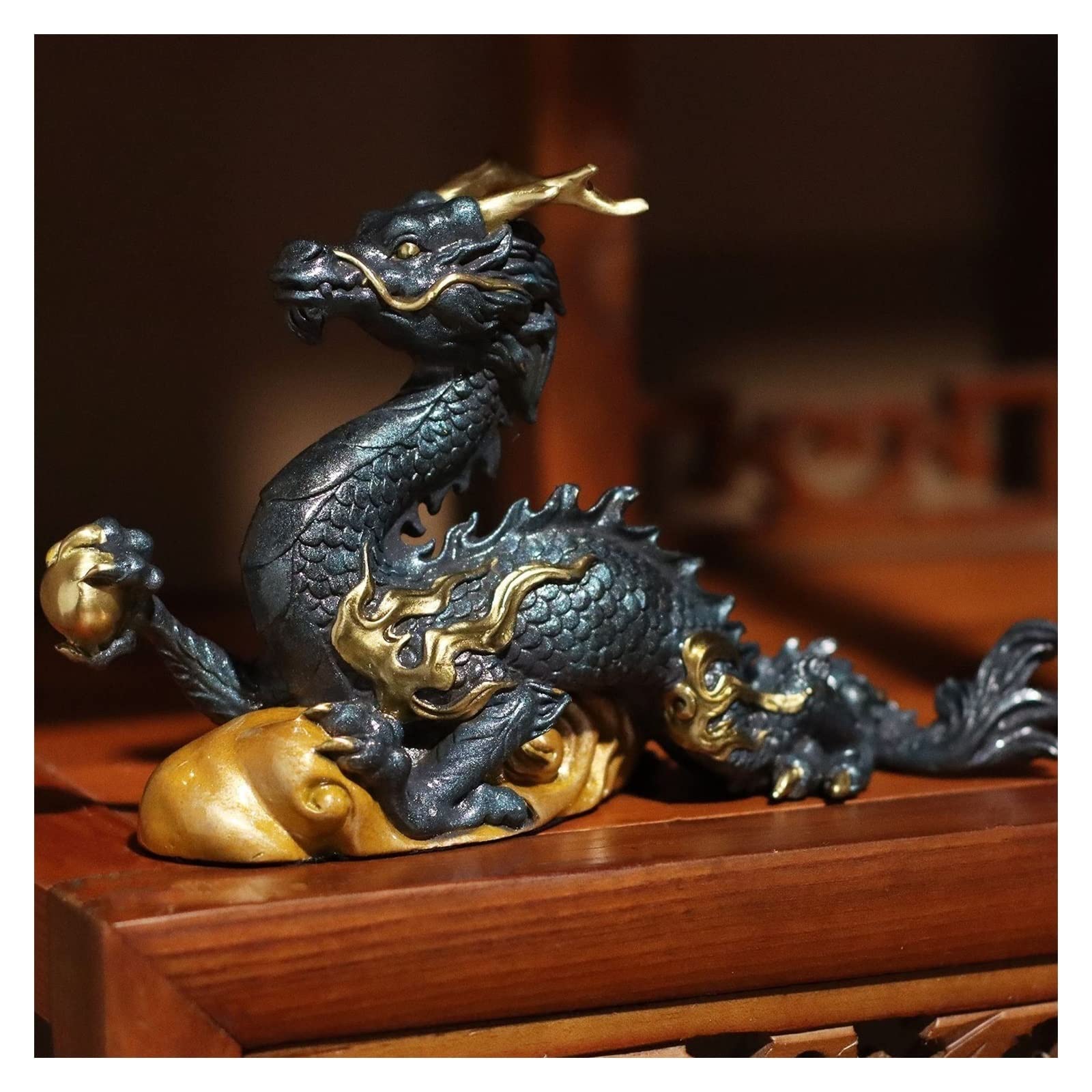 Figurka Dekoracyjna Dragon Zodiac Mosiądz Rzemiosło Strona główna Salon Wejście Mosiężne dekoracje Otwarcie parapetówki