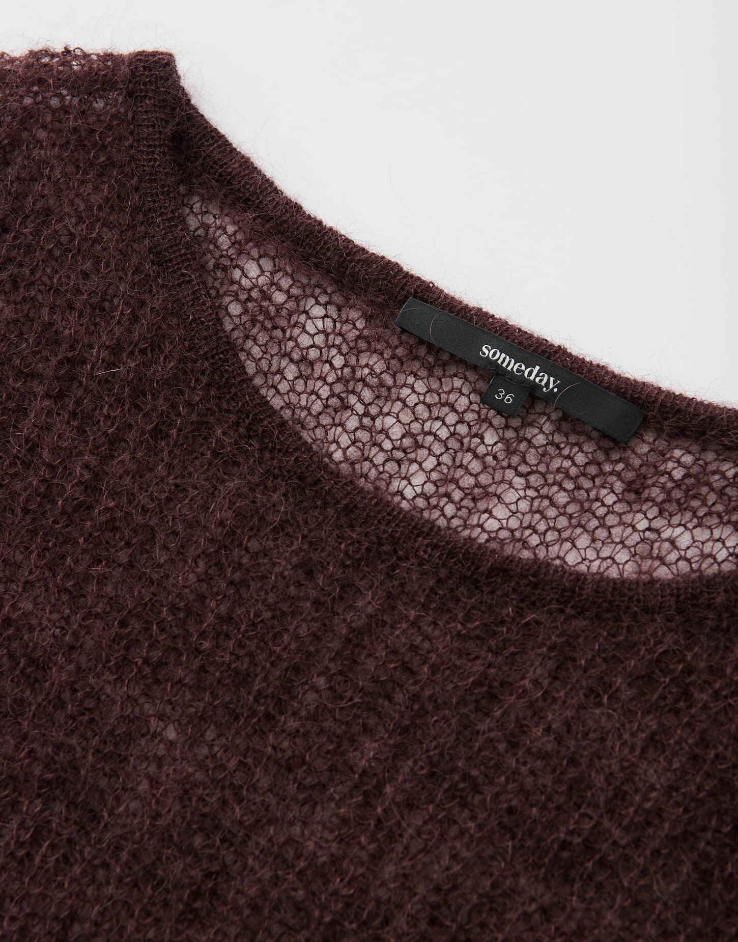 someday Damen Pullover | Statement Stricker aus Mohair Woll Mix Loose Fit Mahogany, 36