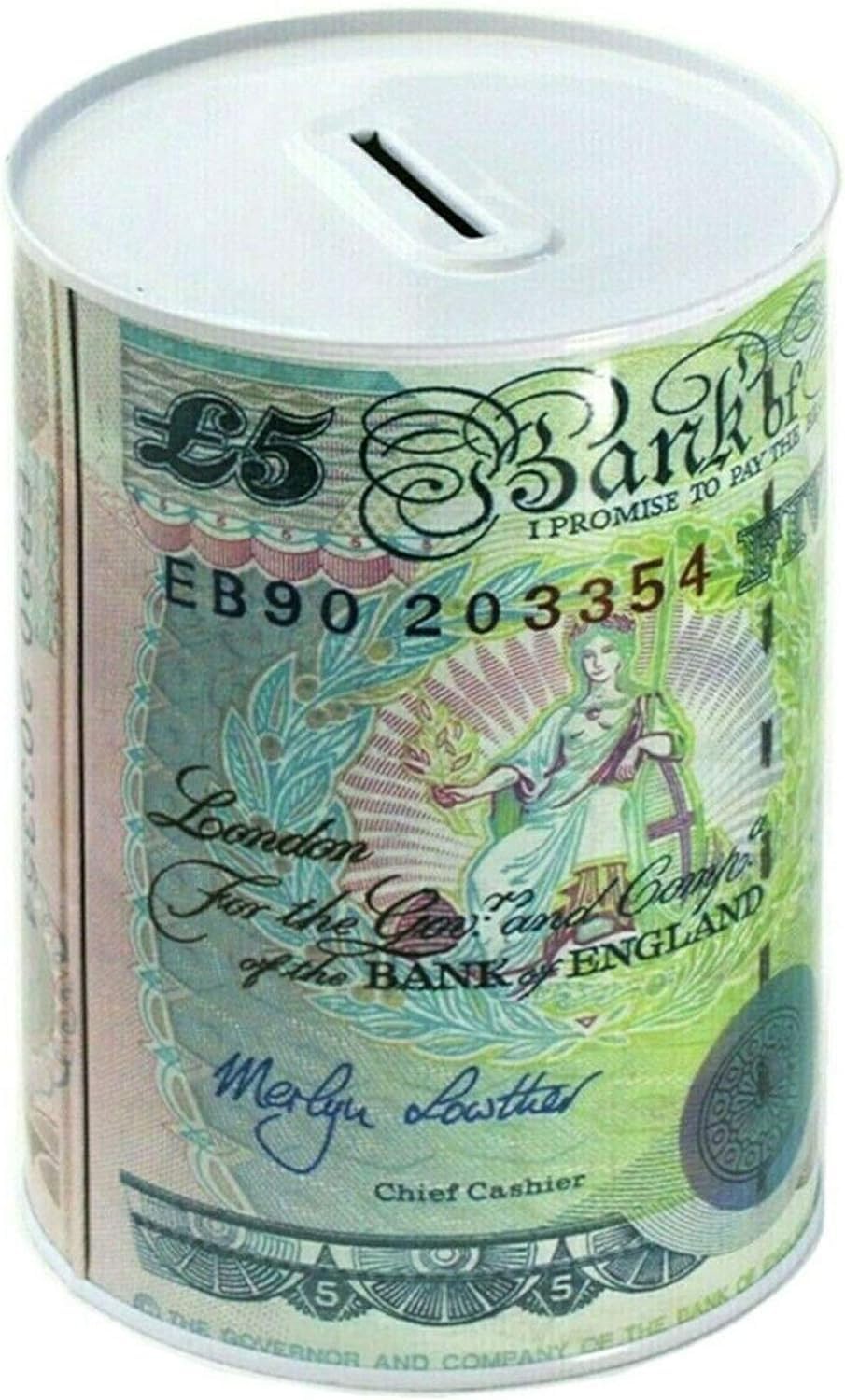 MEA Pound Notes Design Money Box Tin £5, £10, £20, £50 GBP | Savings Cash Tin for Kids & Adults | Piggy Bank with UK Banknote Print | Multicolour & Size Cash Storage