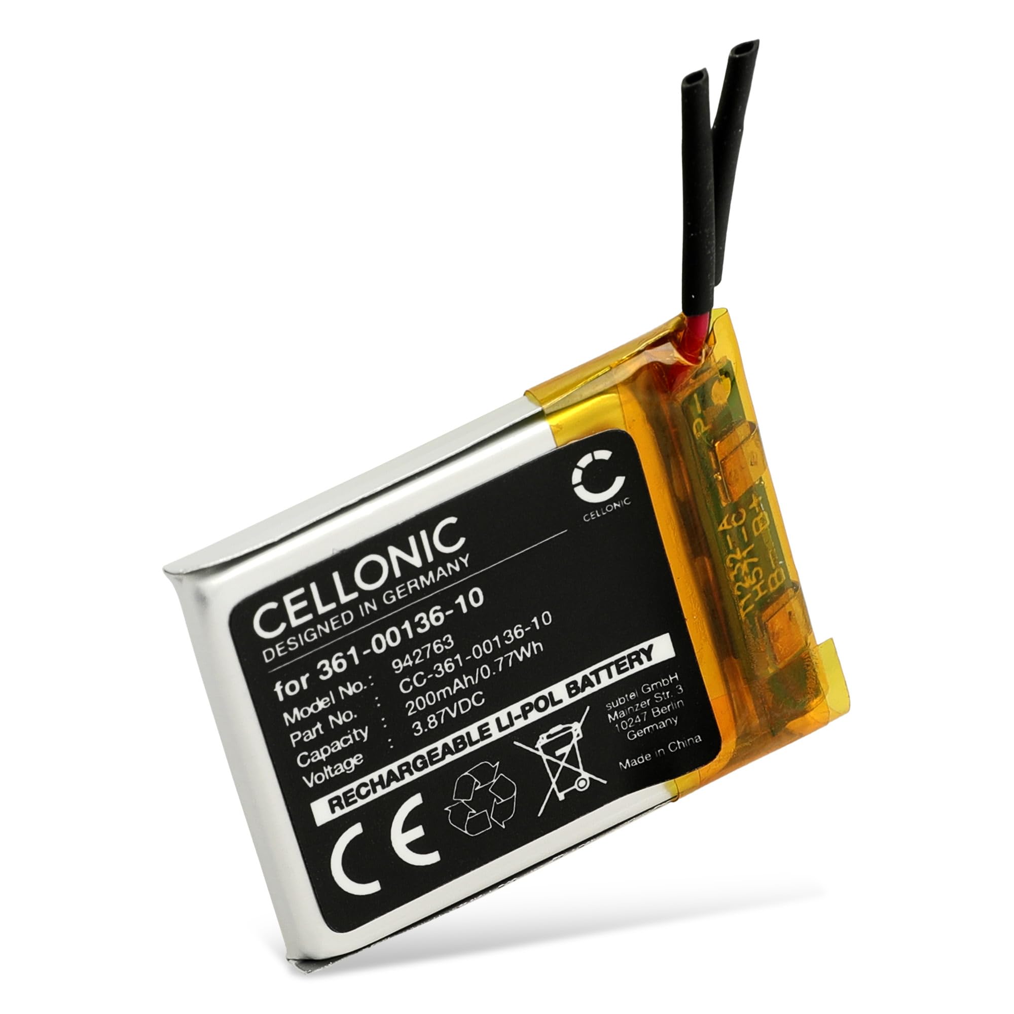 CELLONIC 1x Battery for Smartwatch & Fitnessarmband Compatible with Garmin Venu Sq Music, 361-00136-10 - (200mAh, 3.87V)