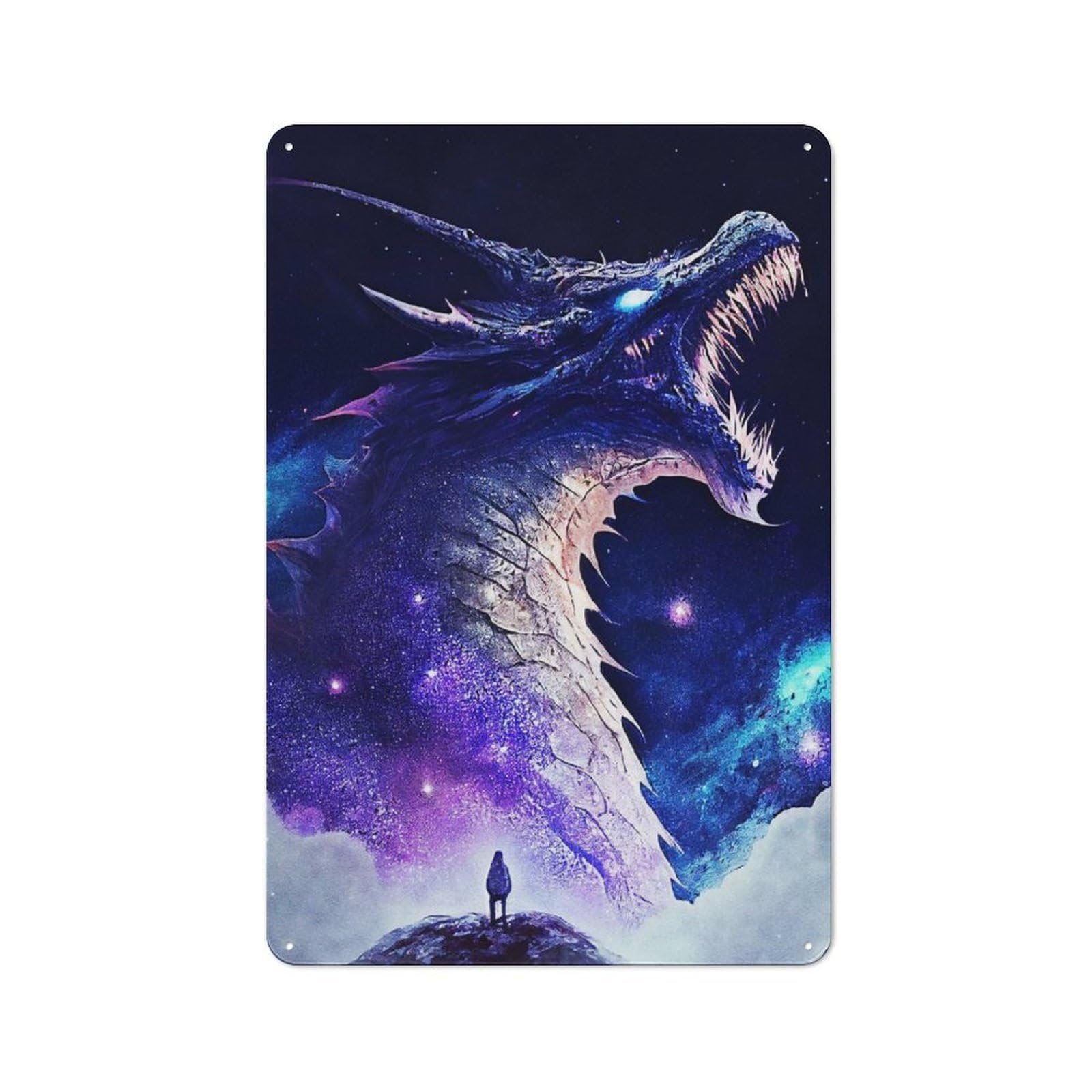 Junmoney Dragon Lonely Metal Wall Sign 30X20cm Featuring For Café Or Home Bar, A Winter Wall Decor Update For Hospitality Decor Collectors