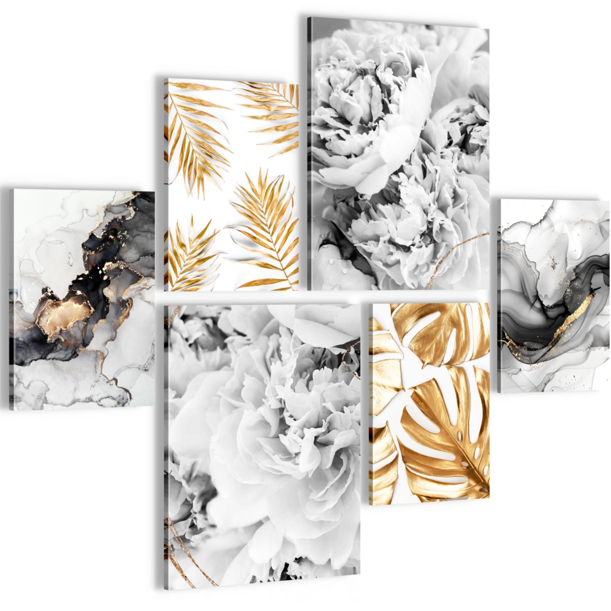 Tableaux decoration set abstrait gris or pour sublimer votre salon