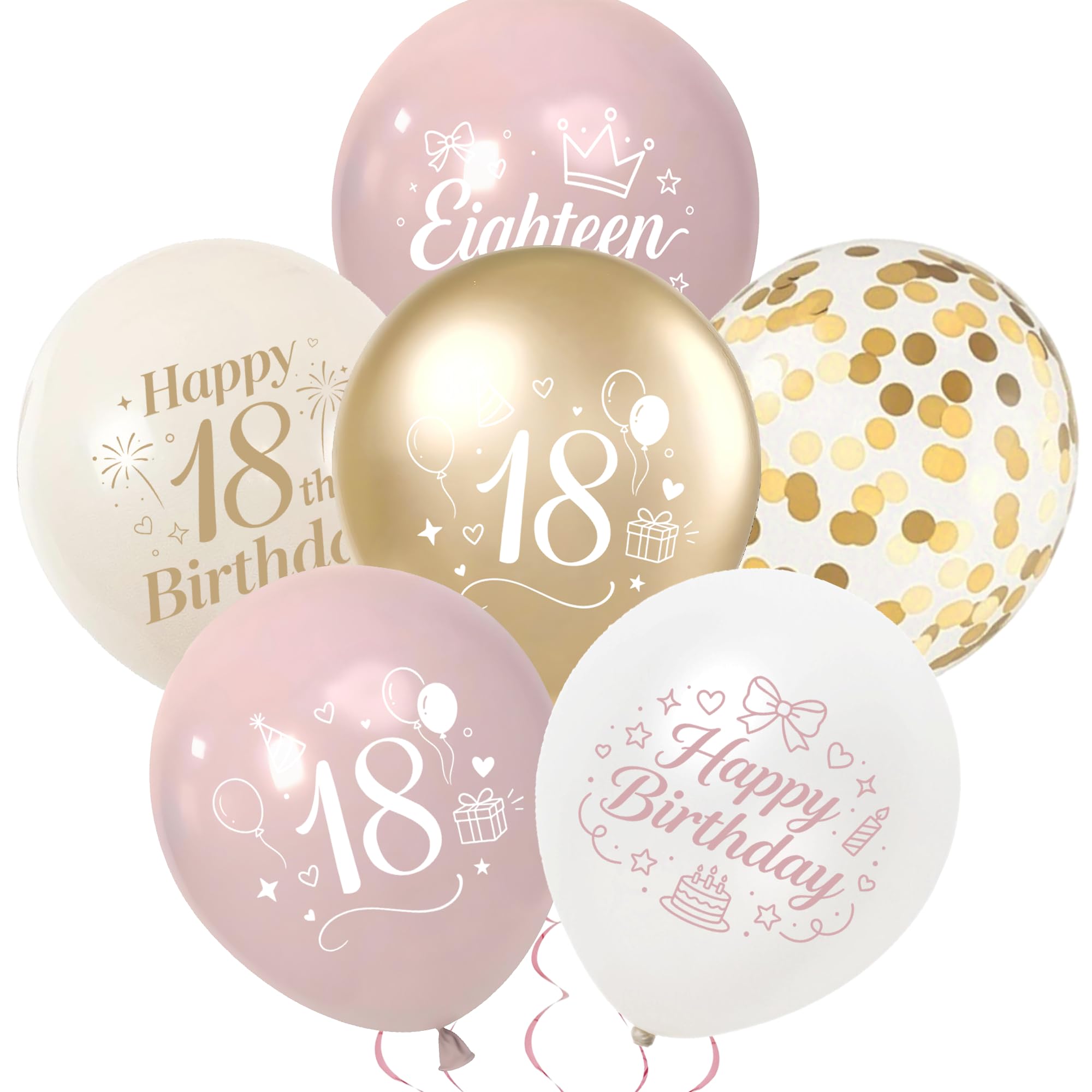 Happy 18th Birthday Balloons Decorations, 30 Pcs Pink and Gold Balloons Set