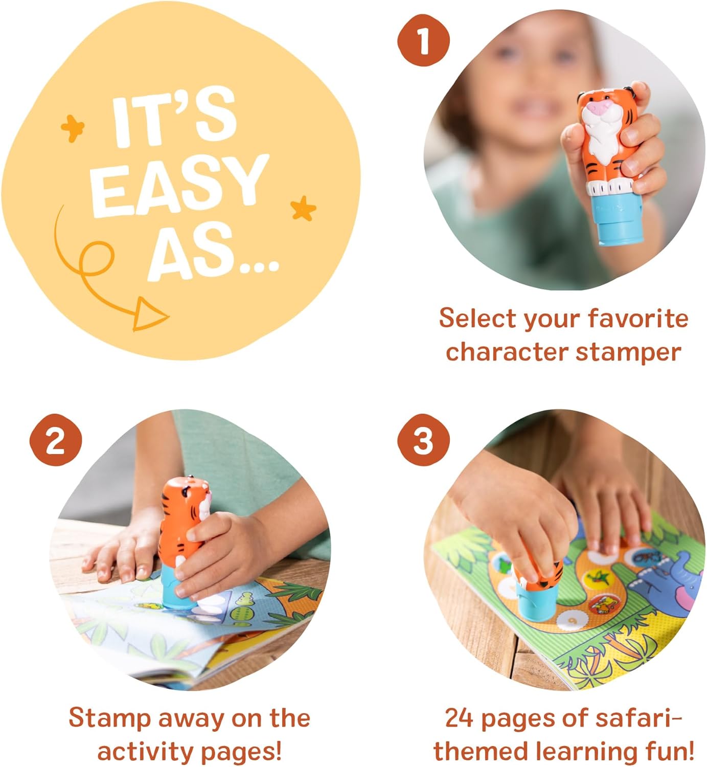 Melissa & Doug Sticker Wow!™ 24-Page Activity Pad and Sticker Stamper, 300 Stickers, Arts and Crafts Fidget Toy Collectible Character – Tiger - for Kids Ages 3+ - FSC Certified