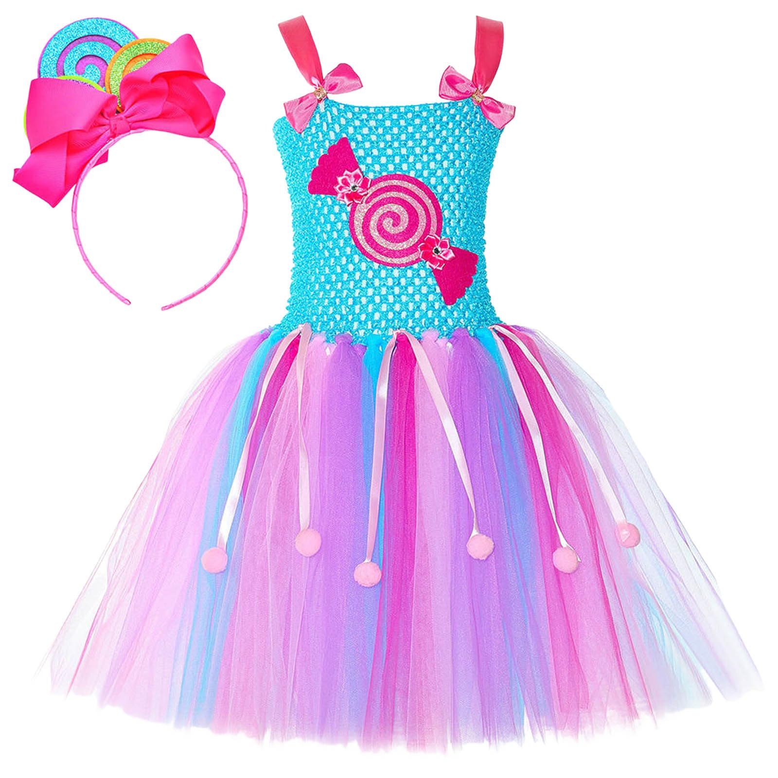 Vestito tutù da bambina arcobaleno, per feste di danza, per tutti i giorni, in tulle, gonna soffice, colori arcobaleno, fascia elastica, ideale per feste e cosplay