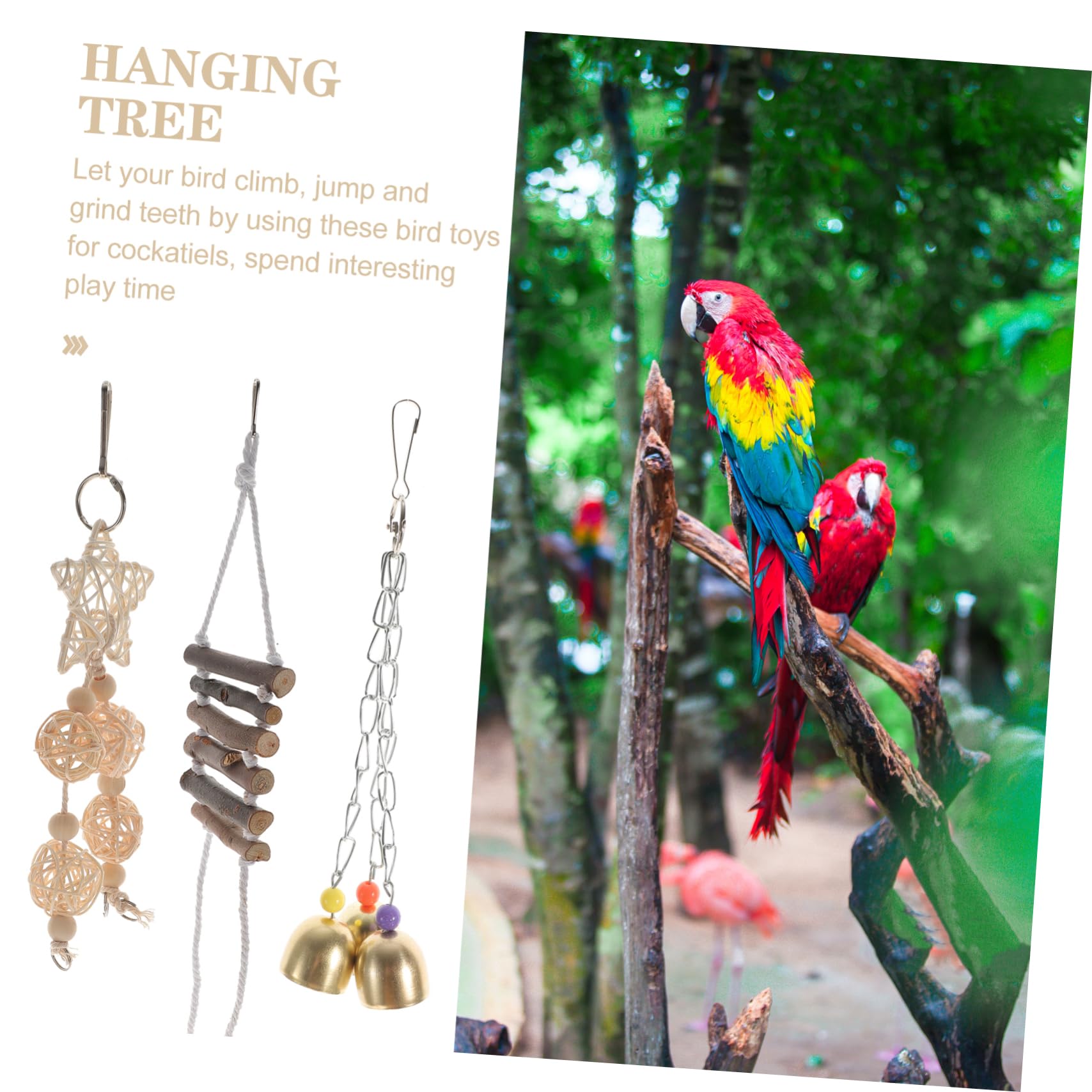 DOITOOL 9pièces Jouets à Mâcher pour Oiseaux De Jouets Naturel Et Corde pour Perroquets Accessoires De Jeu pour Cage à Oiseaux Stimule Instinct Naturel De Mâcher Grimper