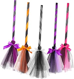 ABOOFAN 5 Peças Vassoura De Bruxa Vassoura De Bruxa Vassoura Infantil Vassoura Voadora Vassoura Voadora Fantasias De Halloween Decoração De Halloween Roupas De Meninas Cosplay Vassoura