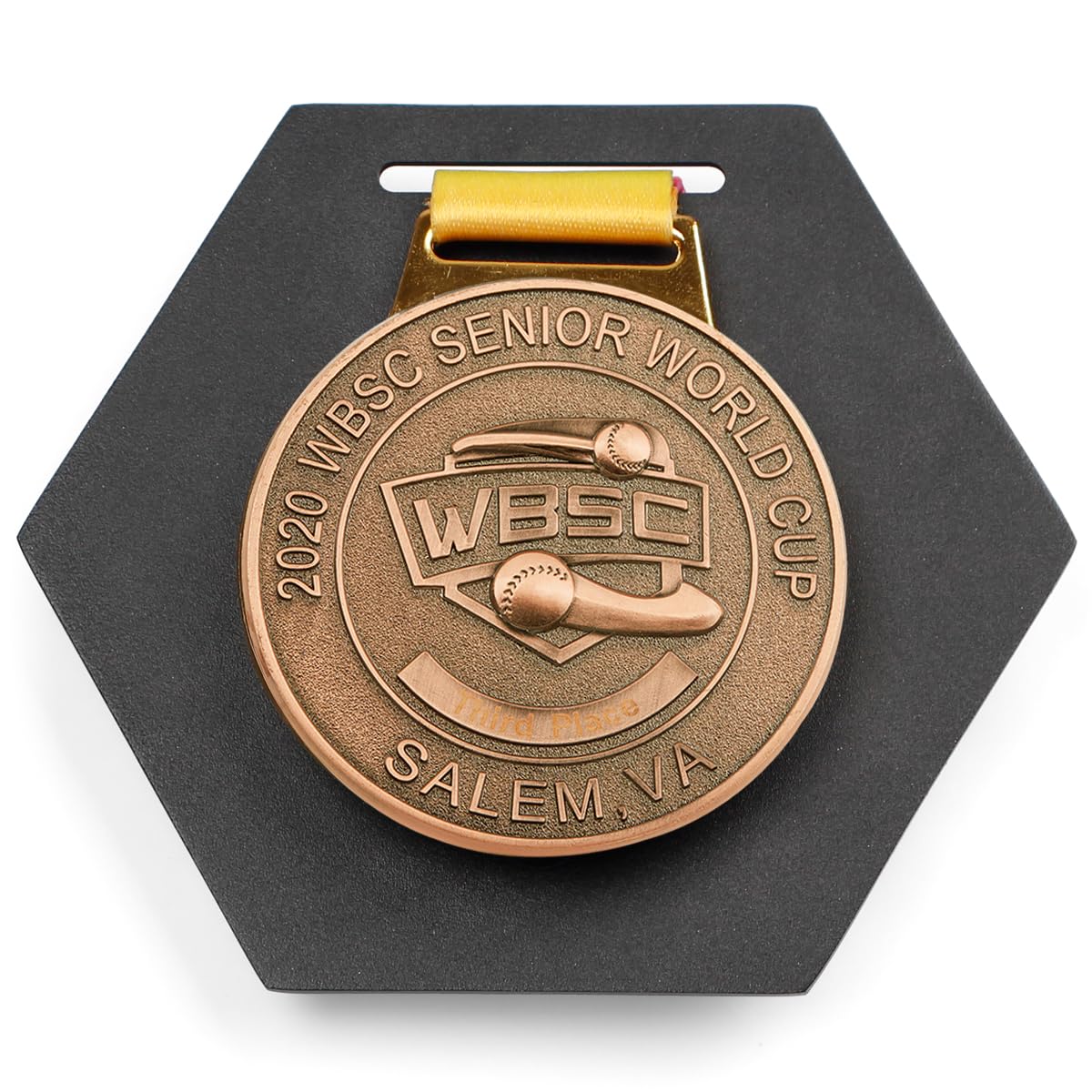 Expositor para medallas, negro, hexagonal
