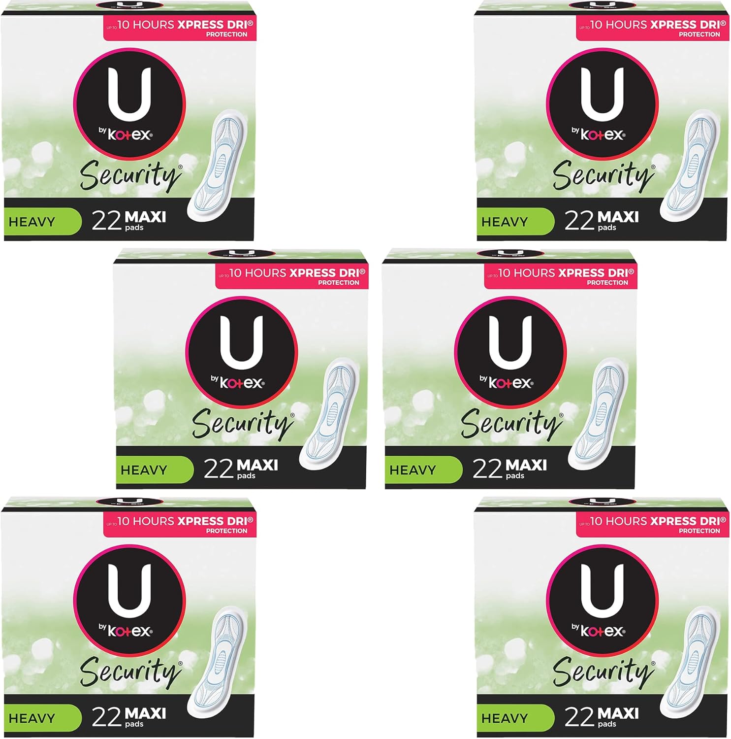 U by Kotex Maxi Pads, Long, Super Unscented 22 ea (Pack of 6)