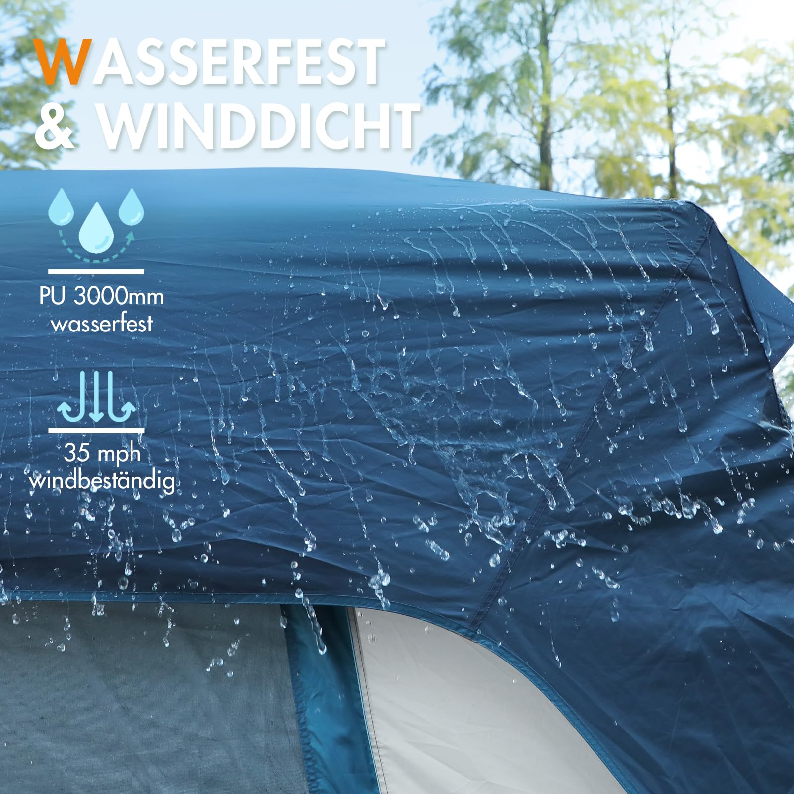 PORTAL Tenda posteriore 4-5 persone 2 in 1 Tenda auto con tenda da sole 305x245x220cm 2000mm impermeabile Tenda familiare Tenda da festival per auto Viaggi Campeggio