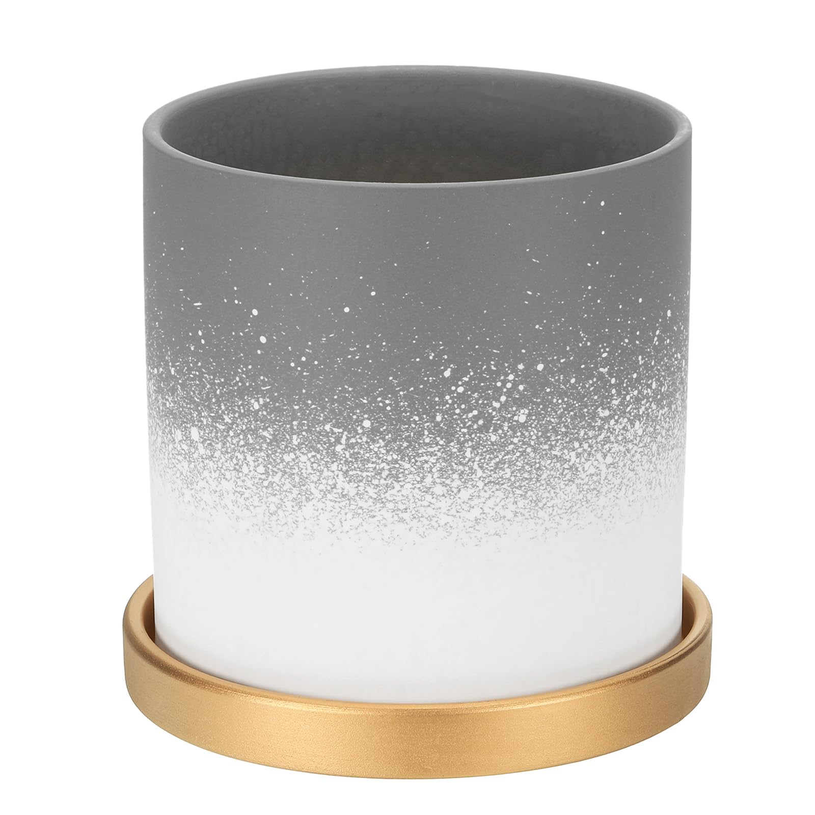 PATIKIL 5.12 Pollici Vasi Per Piante In Ceramica, Moderni Vasi Per Fiori A Gradiente Con Fori Di Drenaggio Per Decorare Piante Da Interno Succulente Erbe Aromatiche, Grigio Scuro