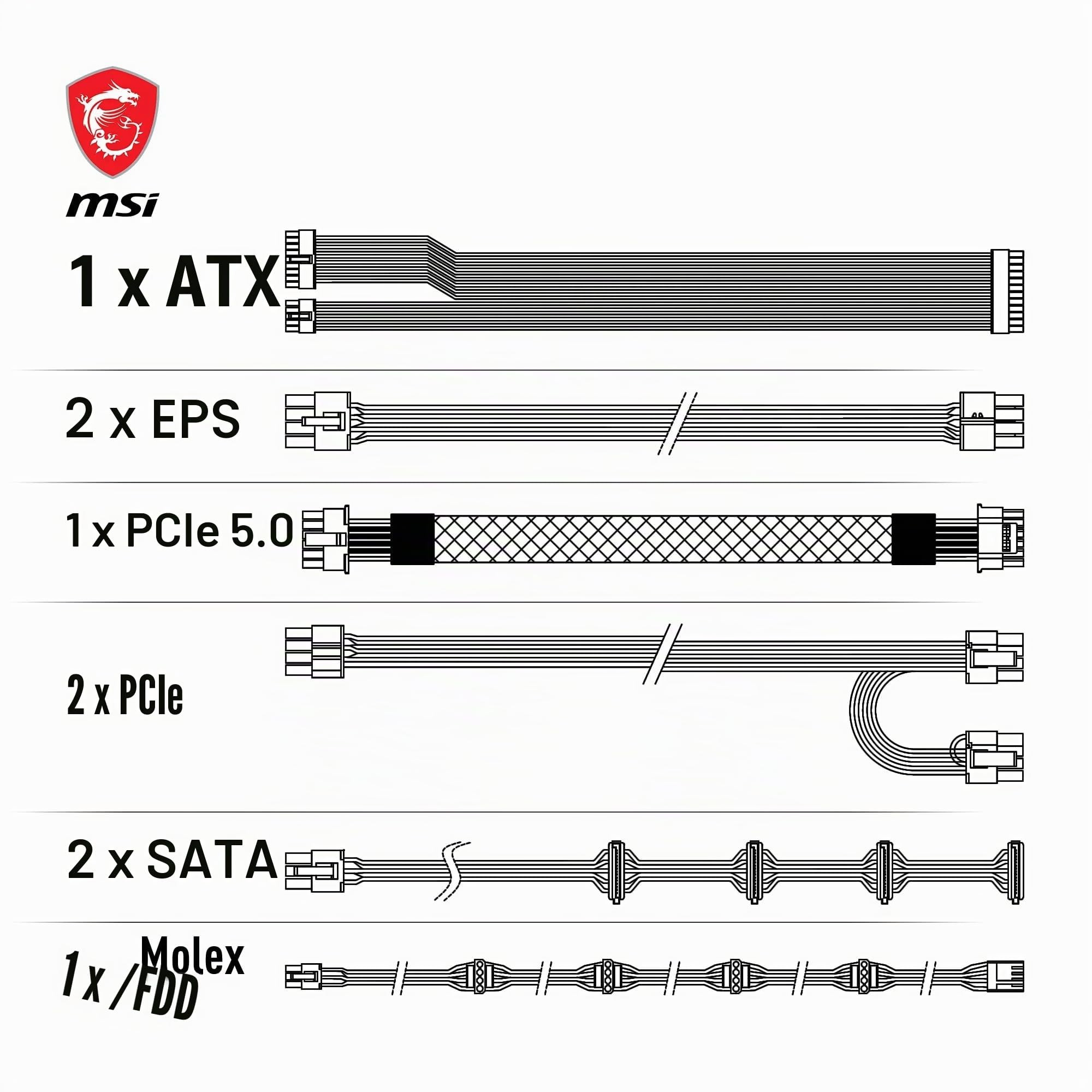 MSI MAG A850GL PCIE5 Alimentatore 850W 80 Plus Gold Modulare ATX 3.0 PCIe 5.0