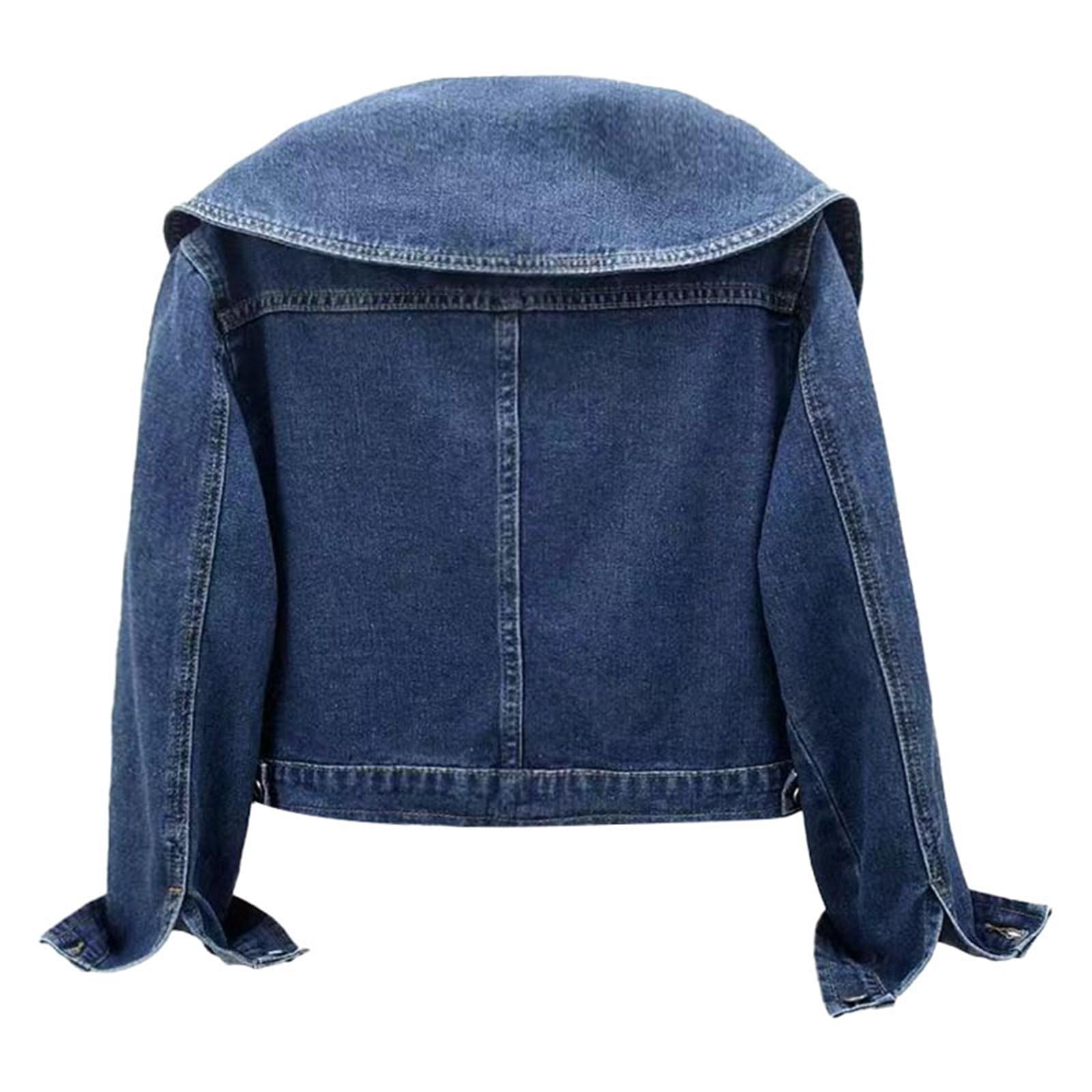 Giacca in jeans da donna con bottoni in metallo, cappotto con colletto a risvolto, da donna, con tasche, elegante giacca primaverile