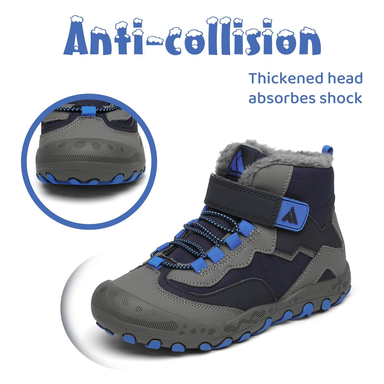 Mishansha Enfant Bottines Hiver Chaussure Garçon Fille Chaude Bottes Neige Antidérapantes Gr.24-38 EU