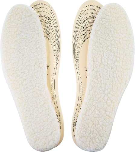 Frienda 2 pares de plantillas de lana para zapatos para clima frío, cortadas a la medida, inserción de zapatos esponjosos, unisex, plantilla