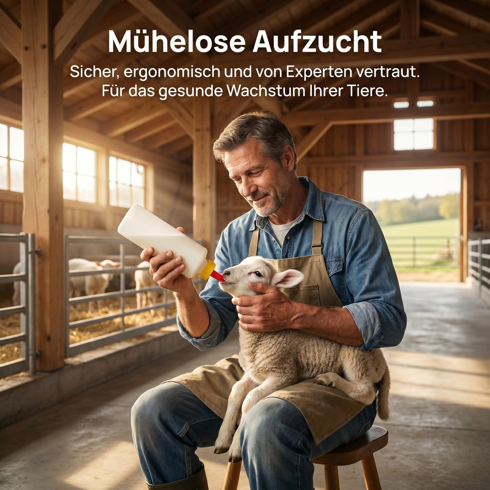 Cabilock 4 Stücke Lamm Milchflasche, 400ml Aufzuchtflasche mit 4 Milch Trinken Nippel, Stillflasche für Lämmer Ziegen und Kälber, Tierfütterung Flasche für Neugeborene Nutztiere