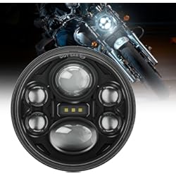 Faro Delantero Derbi Senda SUPAREE Faro LED Moto 5.75 Faro Delantero LED Moto Universal Faro Moto Redondo Faro de 5.75 Pulgadas con Hi/Lo Beam y Luz de Posición para Motocicleta 6500K 1PC