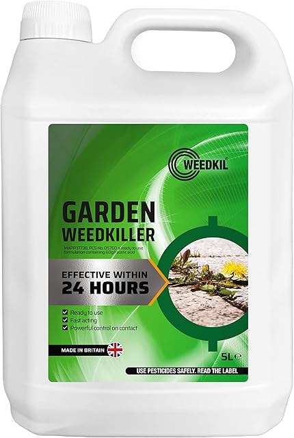 WeedKil Fast Acting Weed Killer 5L - Harmless To Children & Pets Once Dry | Glyphosate Free, Organic & Natural  | Effective Within 24 Hours, All Year Round