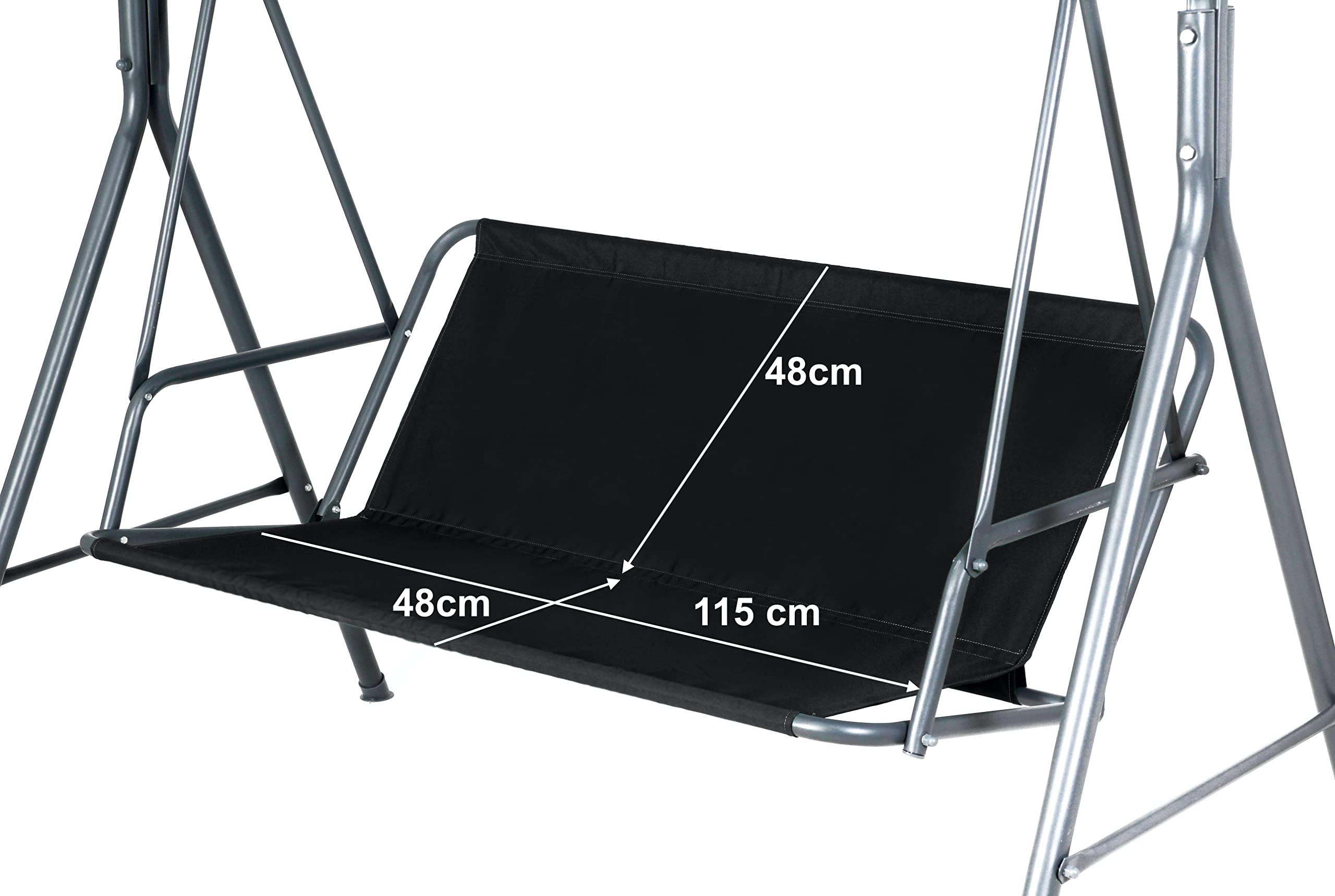 Replacement Swing Seat Cover Black Garden Swing Seat Cover Hammock Chair Garden Furniture Swing Chair (115cmx48cmx48cm-BLACK)