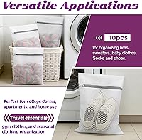 Vista 2 de 10 bolsas de lavandería de malla para lavado, bolsas de lavandería duraderas de doble capa de malla de panal para ropa delicada, 12 x 16 pulgadas