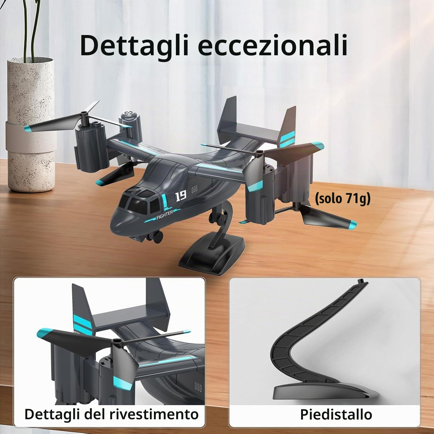 Elicottero radiocomandato con fotocamera 1080P, MIni RC Drone Quadricottero
