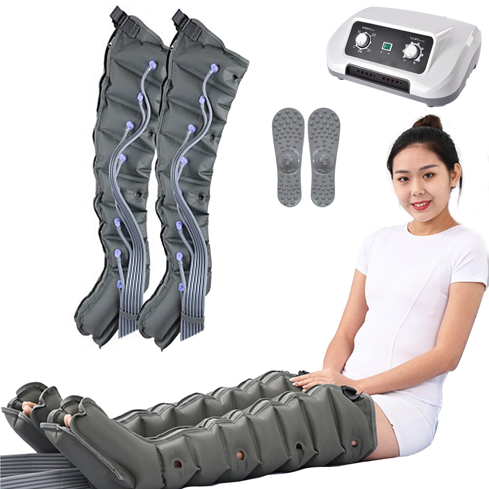 Botas Presoterapia En Casa, 8 Cámaras Maquina Presoterapia Piernas Y Abdomen Brazo Profesional, Masajeador Piernas Compresion Aire, Drenaje Linfático, Equipo De Presoterapia De Cuerpo Completo