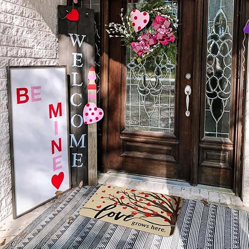 Miniatura 2 de CROWNED BEAUTY Love Grows Here - Tapete para puerta delantera, decoración del día de San Valentín, para interiores y exteriores, tapete de