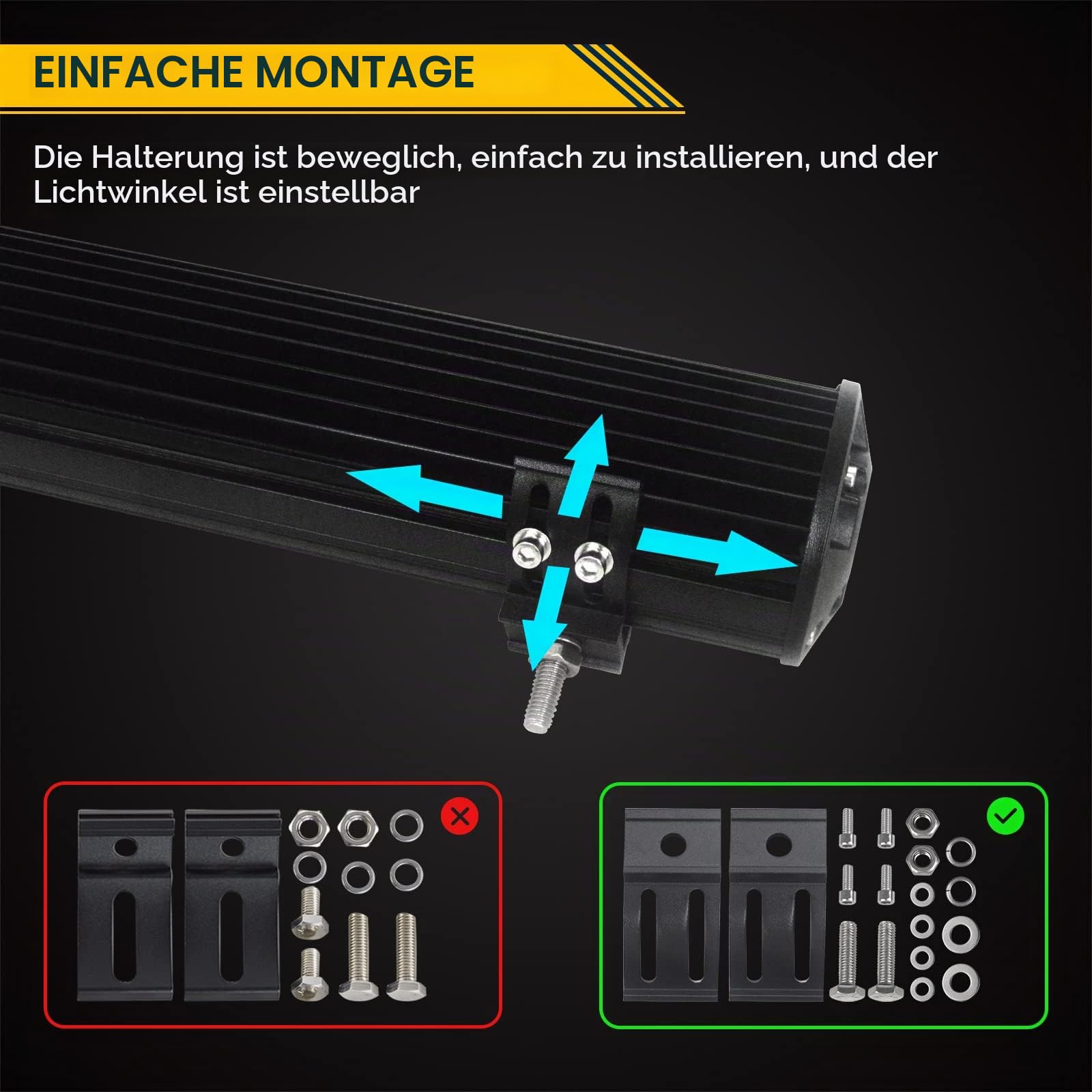 Willpower LED Lichtleiste 23" + Kennzeichenhalter 37CM + 12V Kabelbaum