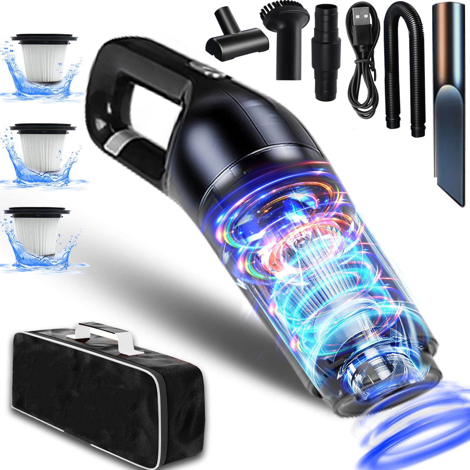 CREA Puissant aspirateur à main sans fil portable 120 W 2200 mAh avec