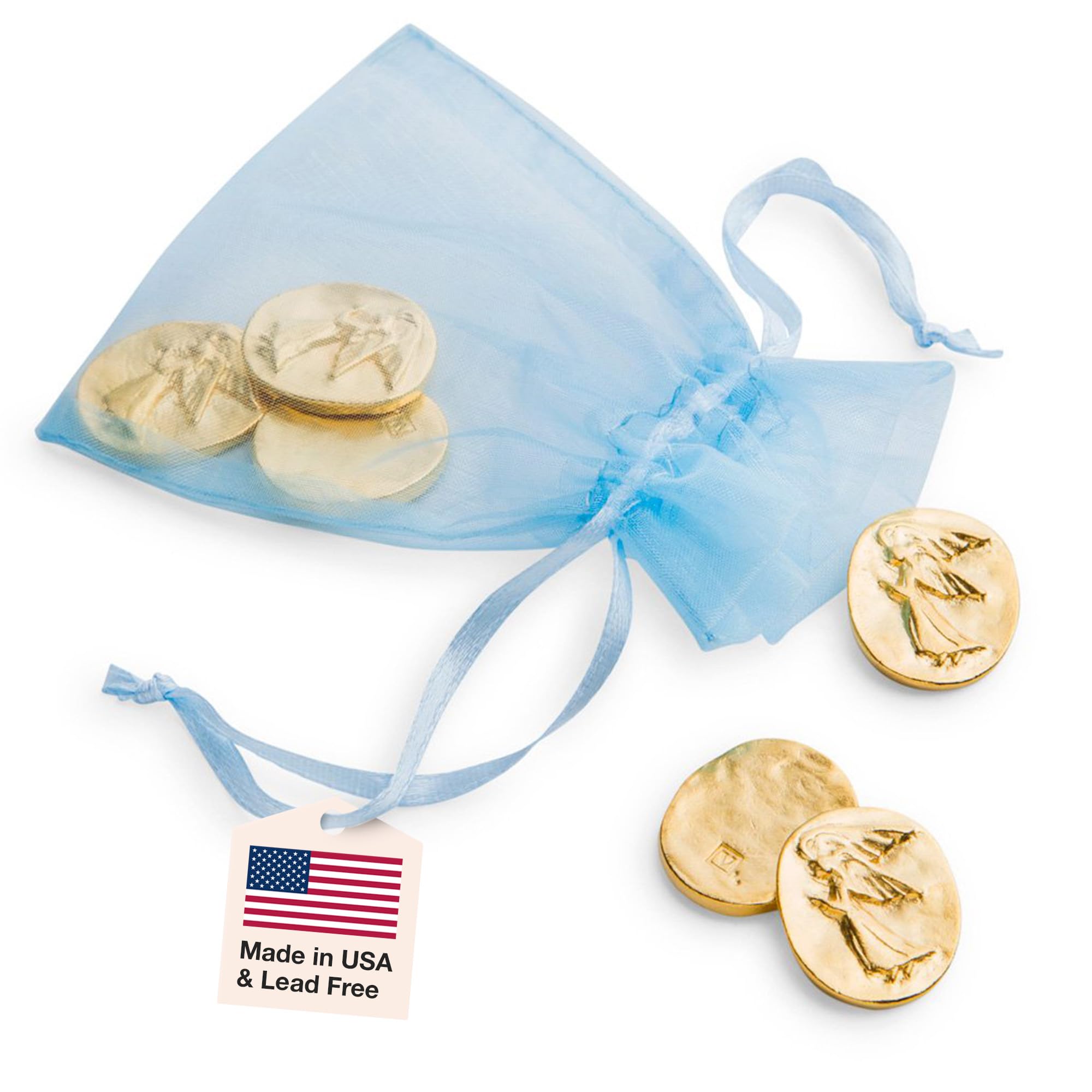 Danforth Blue,Gold Pewter Muse Angels Pocket Token Pack Of 10 - Lead-Free Guardian Angel Keepsake Coins For Encouragement, Remembrance & Spiritual Gifts | Made In Usa, 1 X 7/8 Inches, Gold Plated Pewter, No