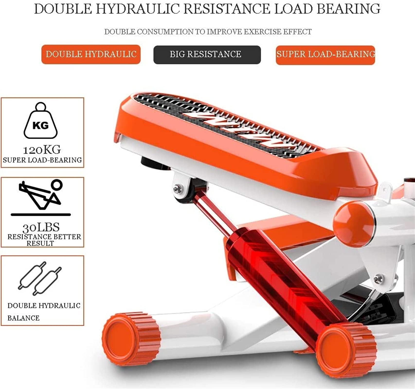 Mini stepper, steppery do ćwiczeń z wyświetlaczem i taśmami oporowymi, stepper góra-dół dla początkujących i zaawansowanych, stepper do ćwiczeń w domu (kolor: niebieski)