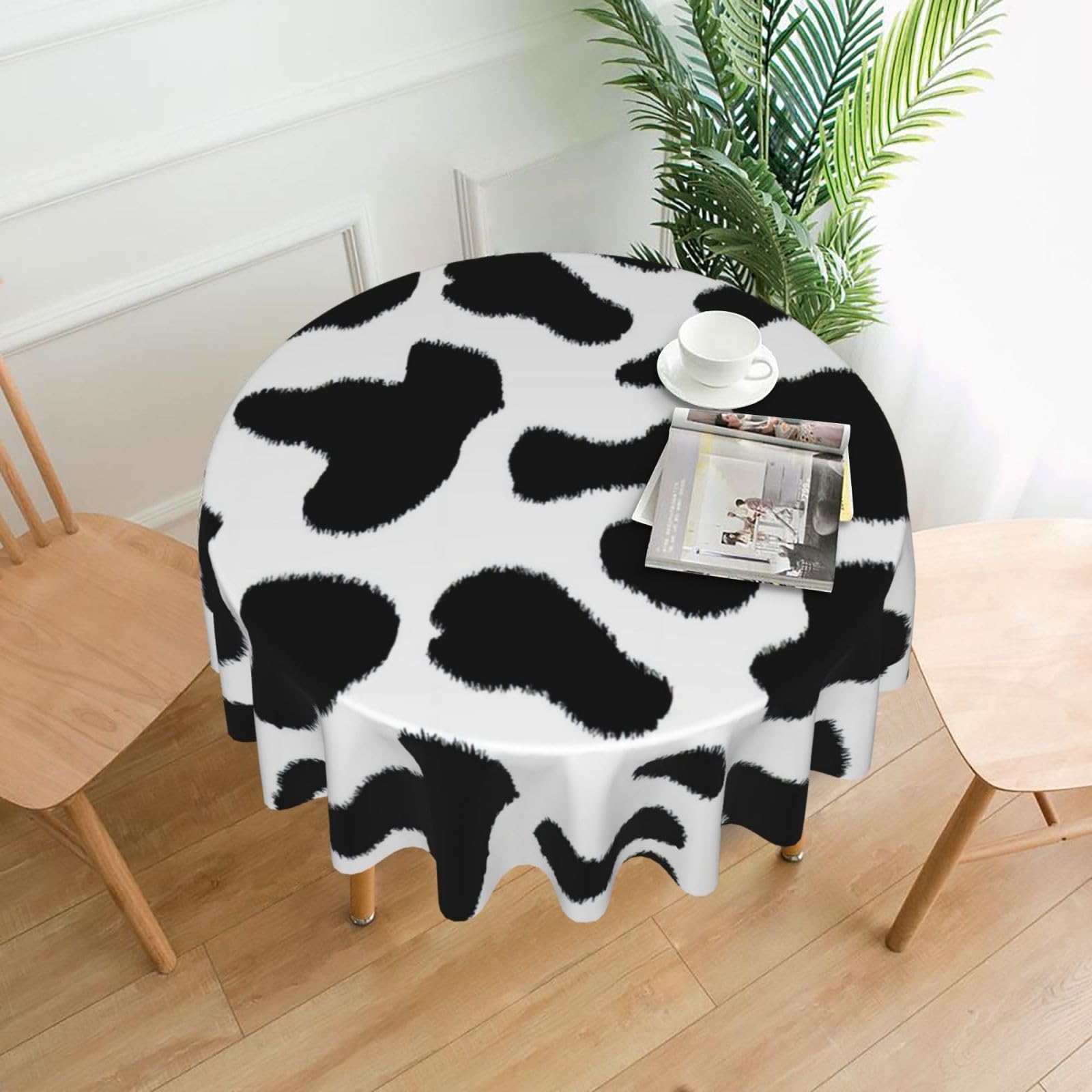 Yyhwhjde Black Leopard Prints Round Decorative Table Throw 60In – Waterproof Table Cover For Elegant Dining & Outdoor Gatherings