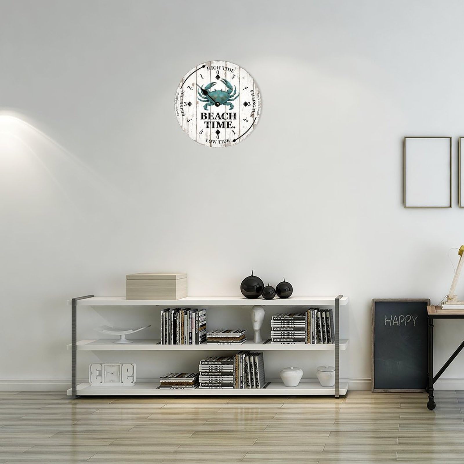 Horloge murale nautique en bois marée bleu crabe océan marée