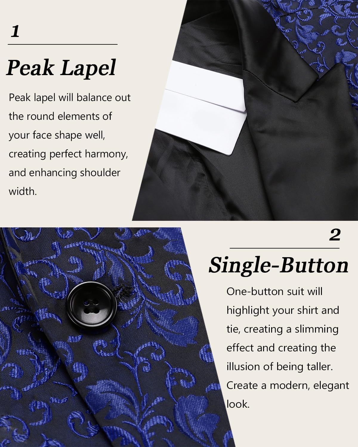 COOFANDY Mens Floral Tuxedo One Button Luxury Shiny Blazer Dinner Party Prom Wedding Suit Jacket - Image 5